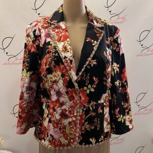 Unbranded. Size 10. Cotton Stretch Embellished Fitted Lined Floral Jacket. B56